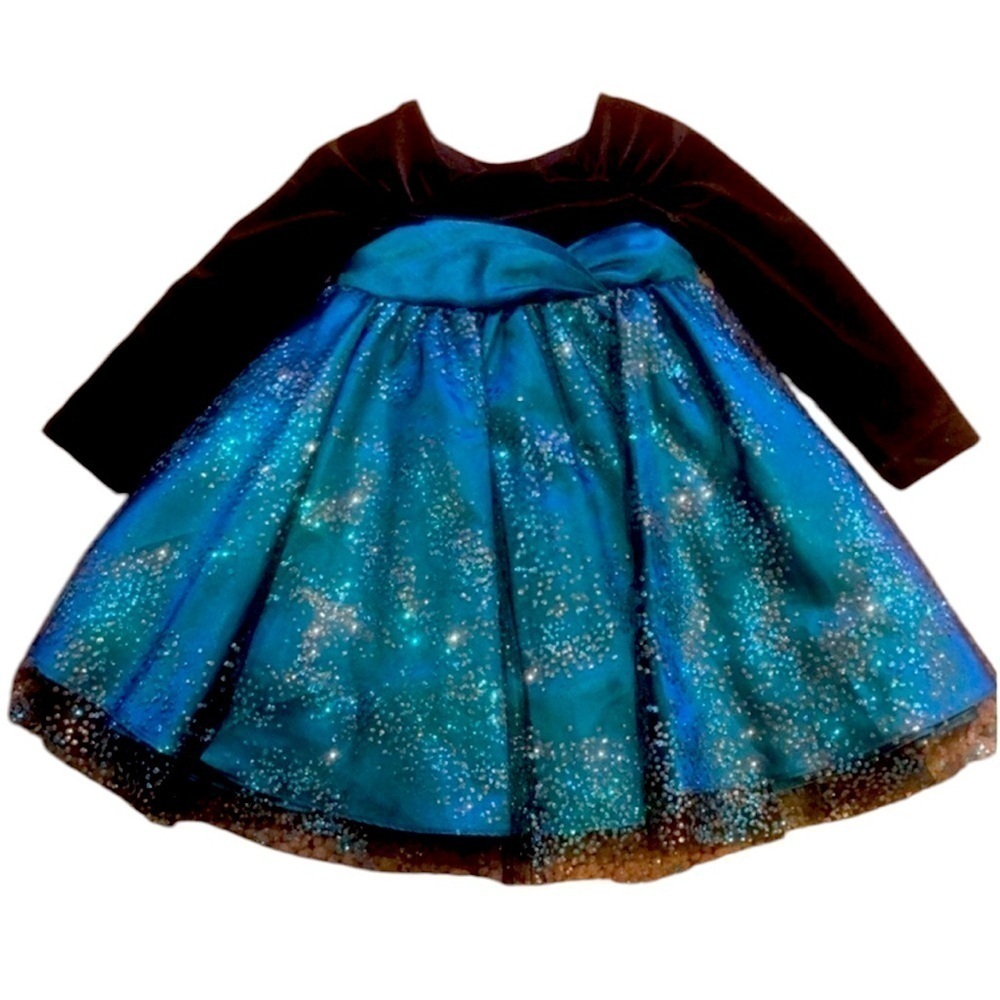 JONA MICHELLE Blue & Black Long Sleeve Fancy Dress 2T